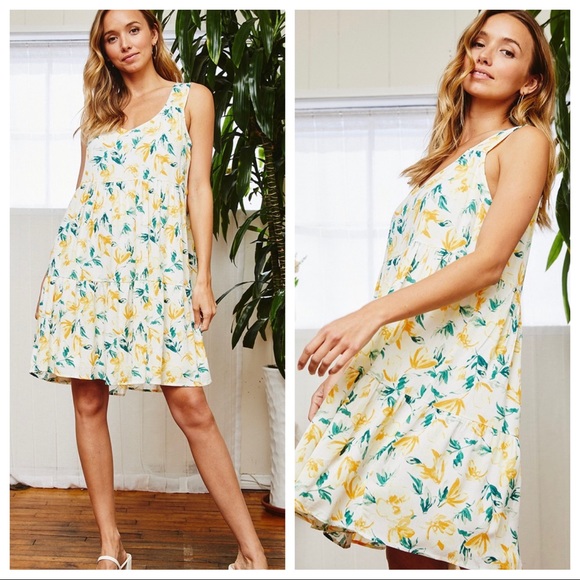 Summer is in the Air Sleeveless V neck Floral Tier Dress - Picture 5 of 5